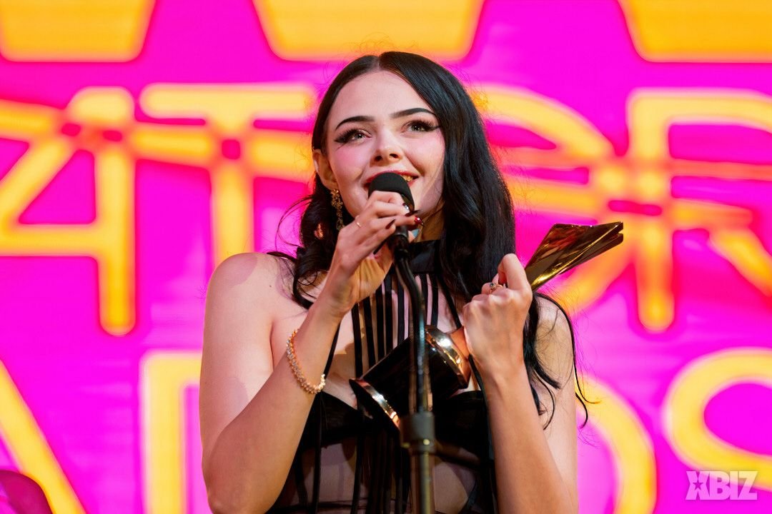 Bree Sky accepting the 2026 XMA Rising Clip Creator of the Year award at M2 Miami